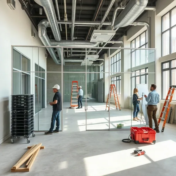 Professional Aluminium Office Partitioning in Dubai carried out by a licensed technician