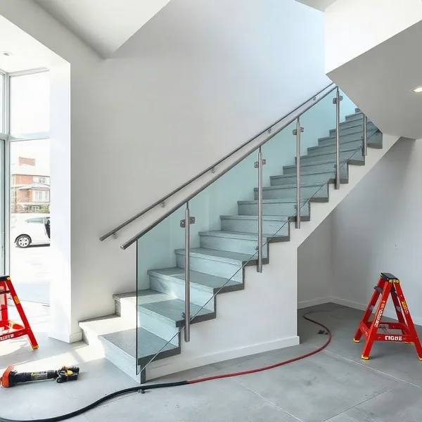 Professional Glass Railing In Staircase in Dubai carried out by a licensed technician