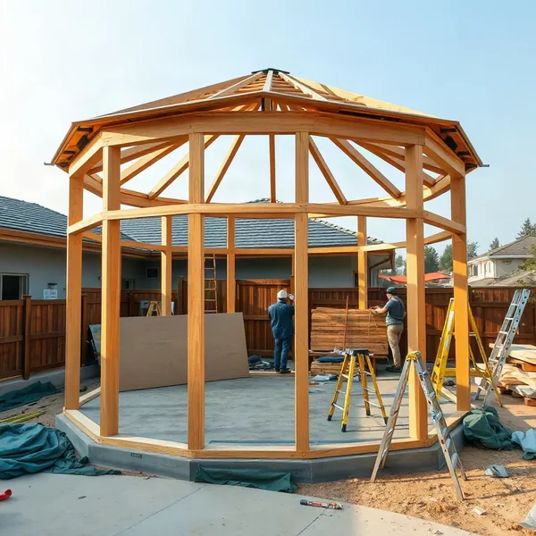Professional Octagonal Gazebo Construction in Dubai carried out by a licensed technician