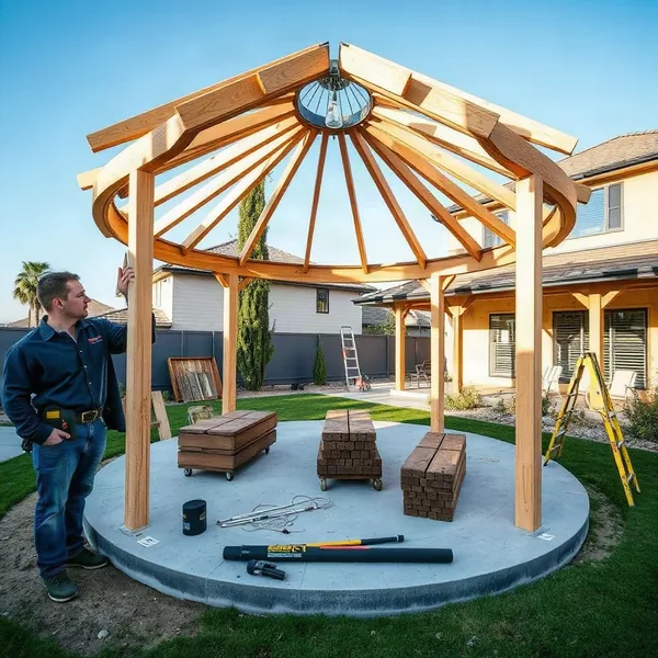 Professional Round Gazebo Construction in Dubai carried out by a licensed technician
